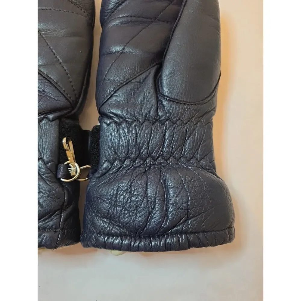Vtg LL Bean Sta-Soft Deerskin Medium Blue Or Black Mittens